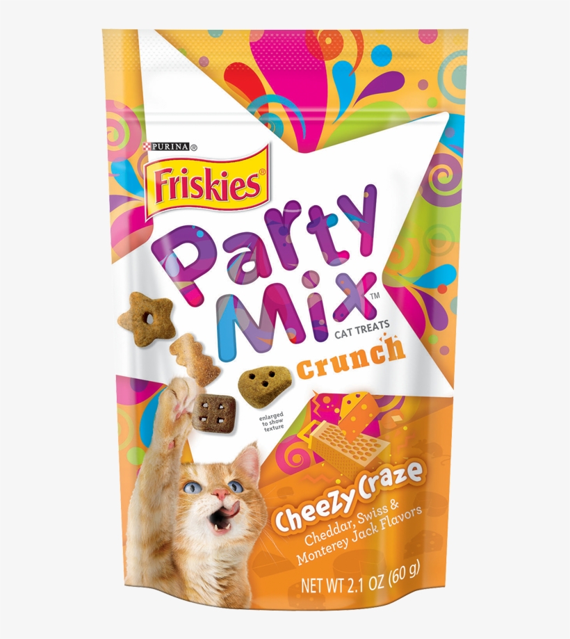 Friskies Party Mix Crunch Cheezy Craze Cat Treats - Party Mix Cat Food, transparent png #4761910