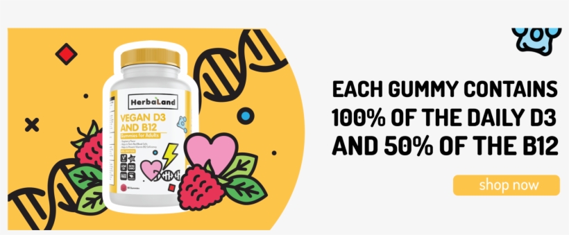 Herbaland Naturals Inc - Herbaland Vegan Vitamins D3 & B12 Gummy, transparent png #4762422