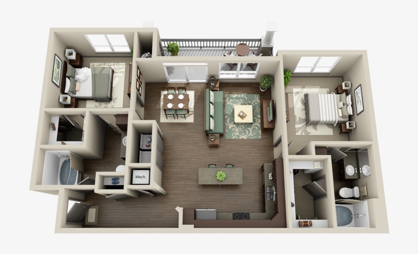 3d Floor Plan Images - House, transparent png #4765415