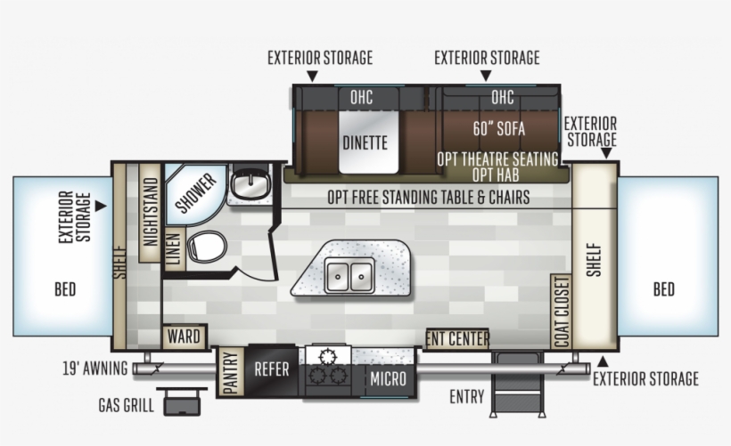 2019 Flagstaff Shamrock 23ikss Floor Plan Img - Floor Plan, transparent png #4766220