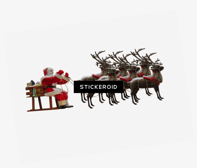Santa Claus And Reindeer - Santa Claus Reindeer Png, transparent png #4767563