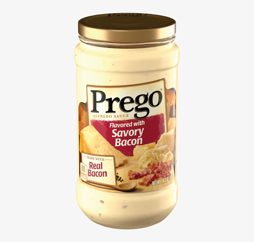 Flavored With Savory Bacon Alfredo Sauce - Prego Bacon Alfredo Sauce, transparent png #4768101