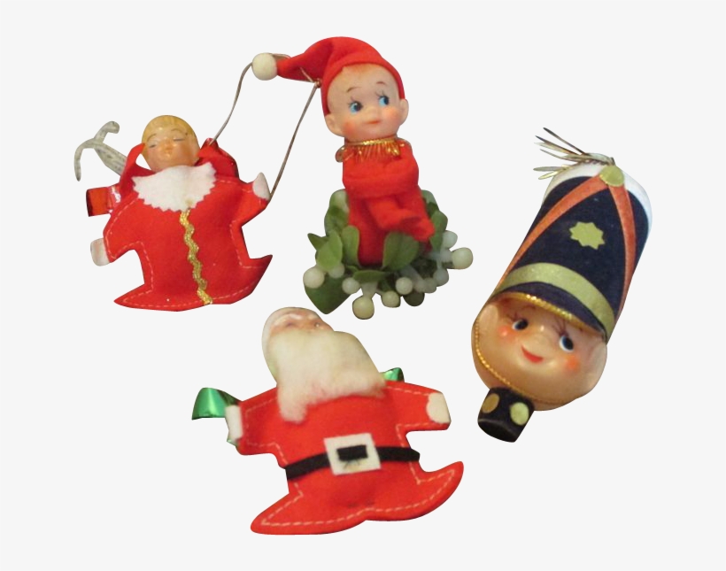 Group Of 5 Vintage Christmas Ornaments And Figures - Christmas Elf, transparent png #4771160