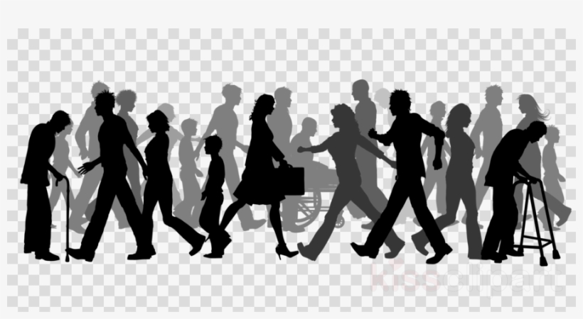 Download Group Of People Walking Silhouette Clipart - Vector People Walking Silhouette, transparent png #4772304