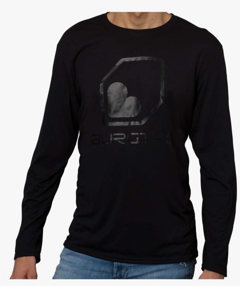 Black On Black Long Sleeve Tec T-shirt - Sleeve, transparent png #4773968
