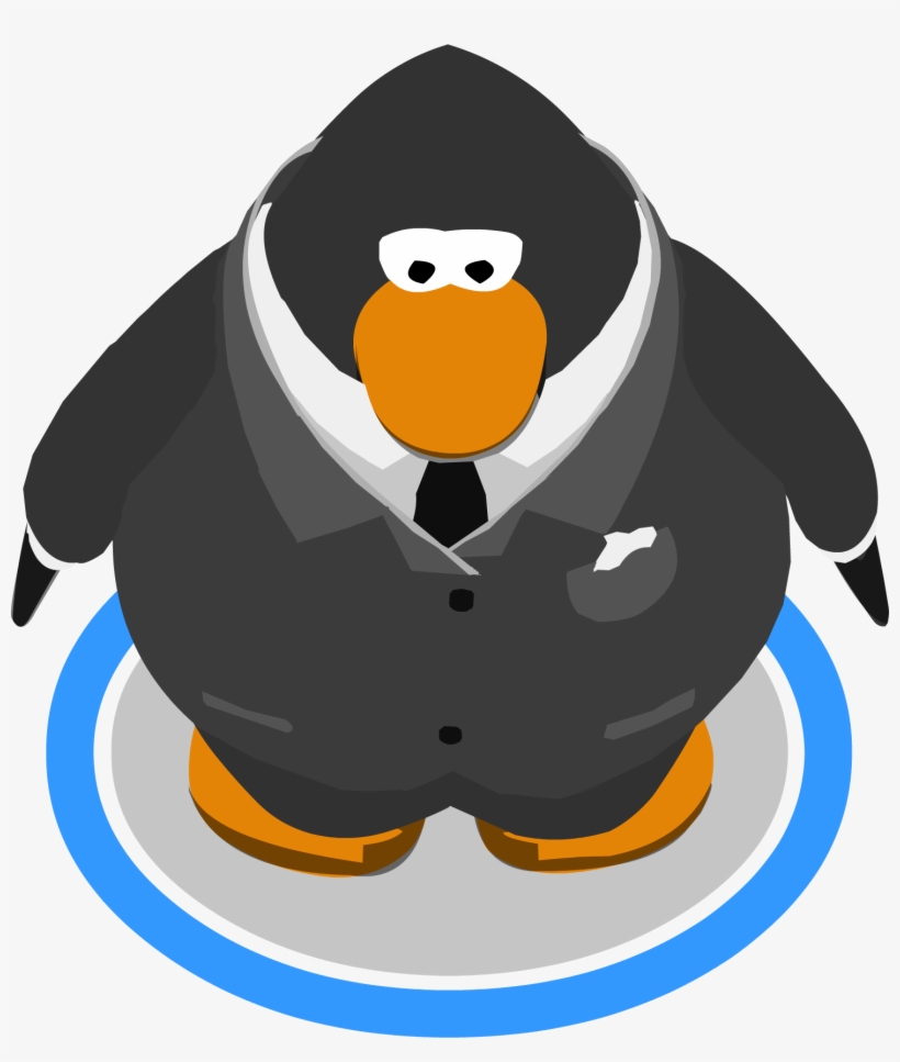 Gray Pinstripe Suit Ingame - Club Penguin Close Up, transparent png #4776332