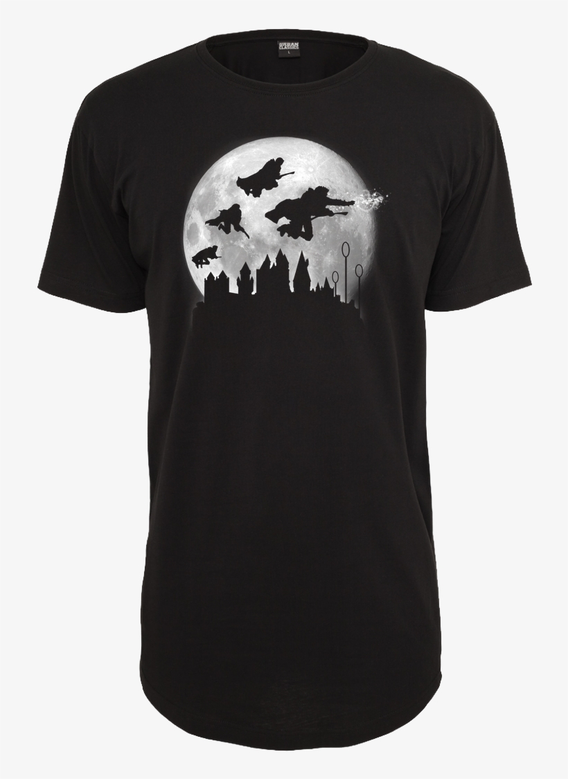 Monekers Full Moon Over Hogwarts T-shirt Urban Classics - 80s T Shirts, transparent png #4781146