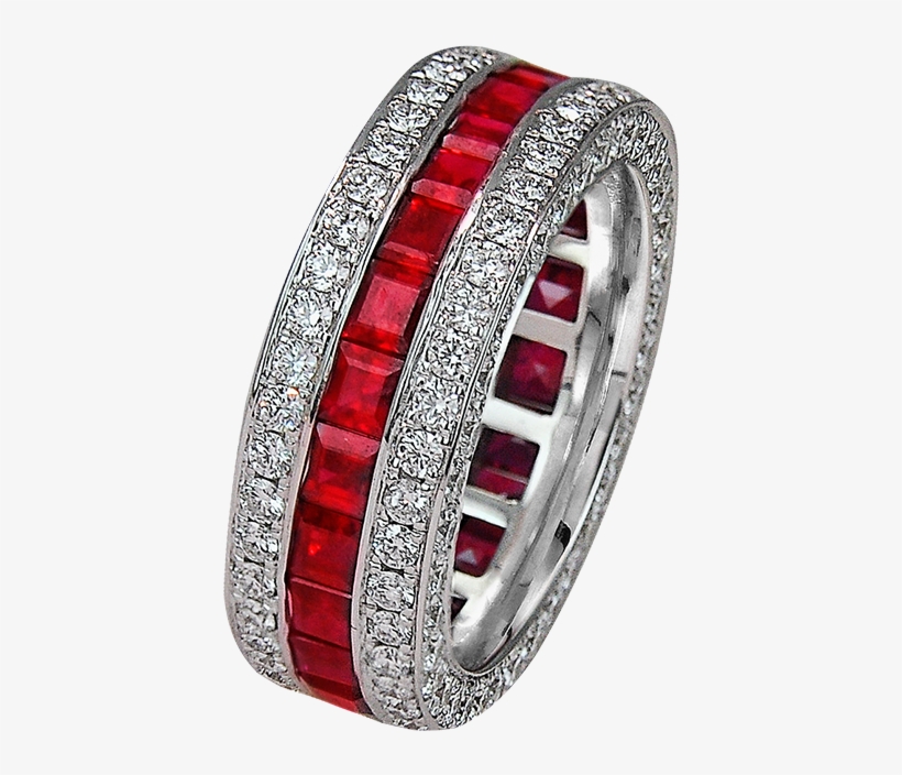 Ruby & Diamond Wedding Band - Ruby And Diamond Wedding Band, transparent png #4784666