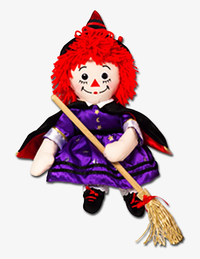 Halloween Raggedy Ann Witch With Broom Rag Doll - Raggedy Ann And Andy, transparent png #4785159