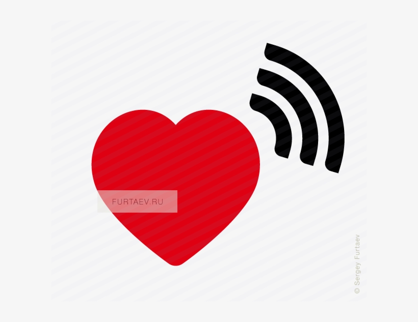 Vector Icon Of Wireless Signal Going From Heart - Icon, transparent png #4786966