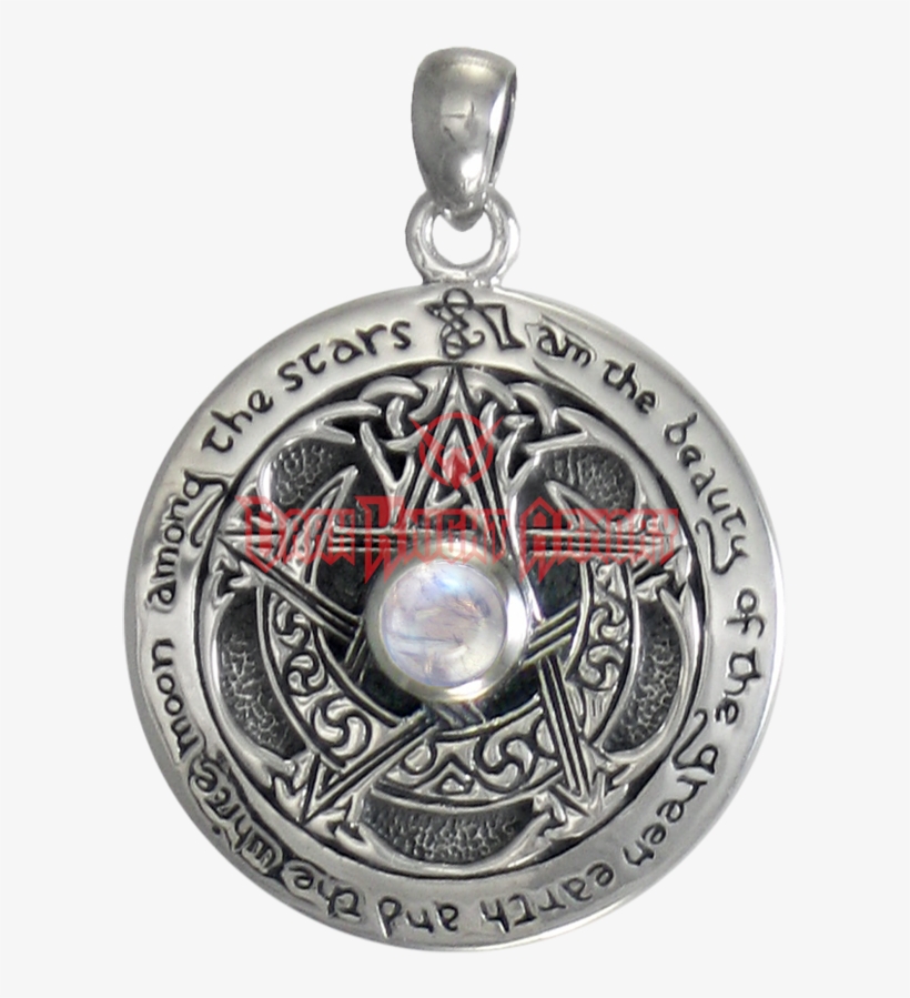 Inscribed Silver Crescent Moon Pentacle Pendant With, transparent png #4788617