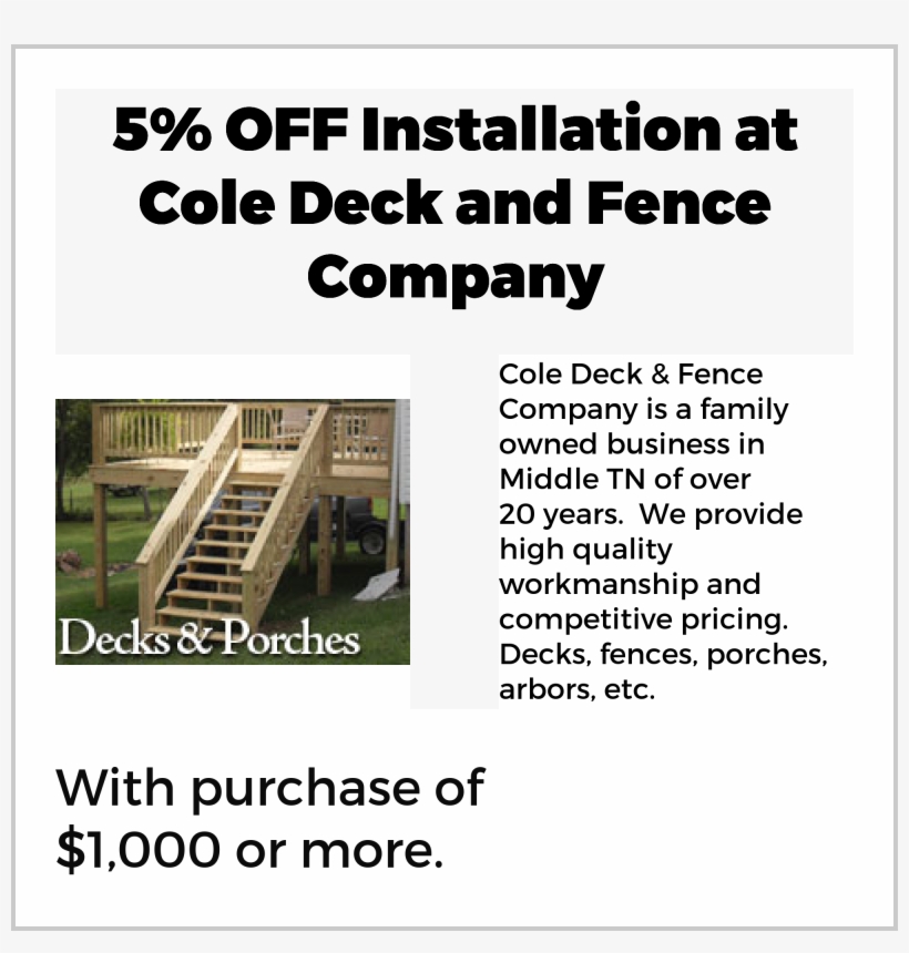 5% Off Installation At Cole Deck And Fence Company - Importance Performance Analysis, transparent png #4790834