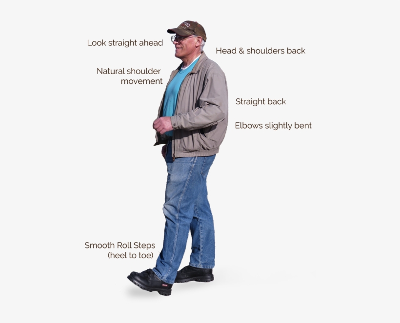 Photo Diagram Of A Man Walking With Captions - Standing, transparent png #4792658