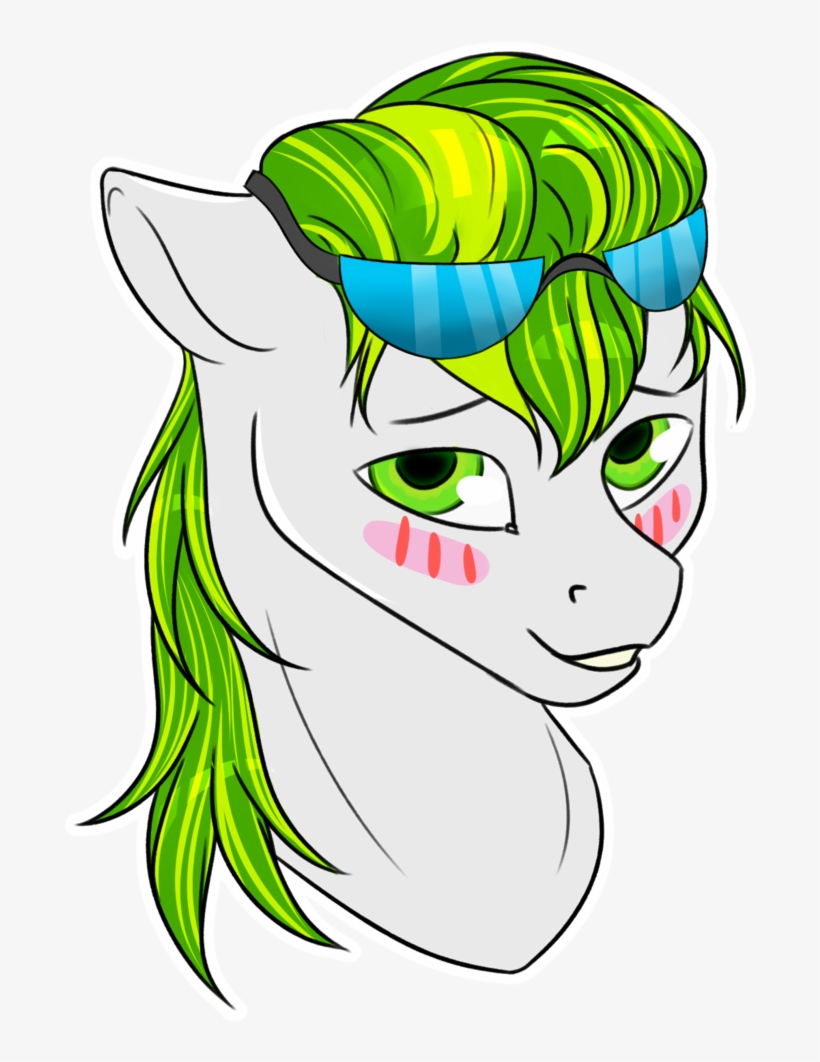 Mymysteriouspony, Blushing, Bust, Glasses, Green Eyes, - Cartoon, transparent png #4798477