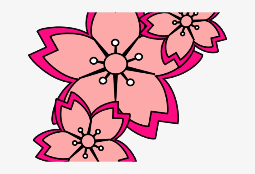 Sakura Blossom Clipart Peach Blossom - Black Flowers Drawing, transparent png #4798624