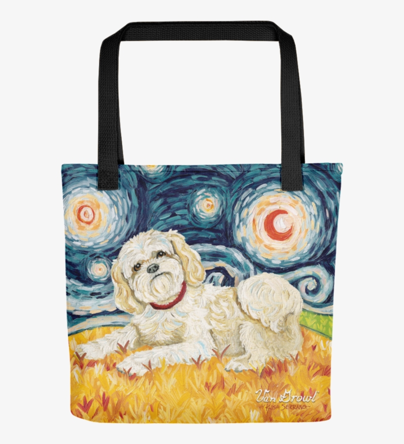 Shih Tzu Starry Night Tote - Van Growl - Westie On A Starry Night, transparent png #4799173