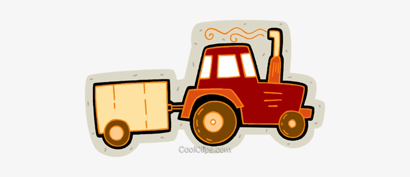 Tractor With Trailer Royalty Free Vector Clip Art Illustration - Tractor Pulling A Trailer, transparent png #480849