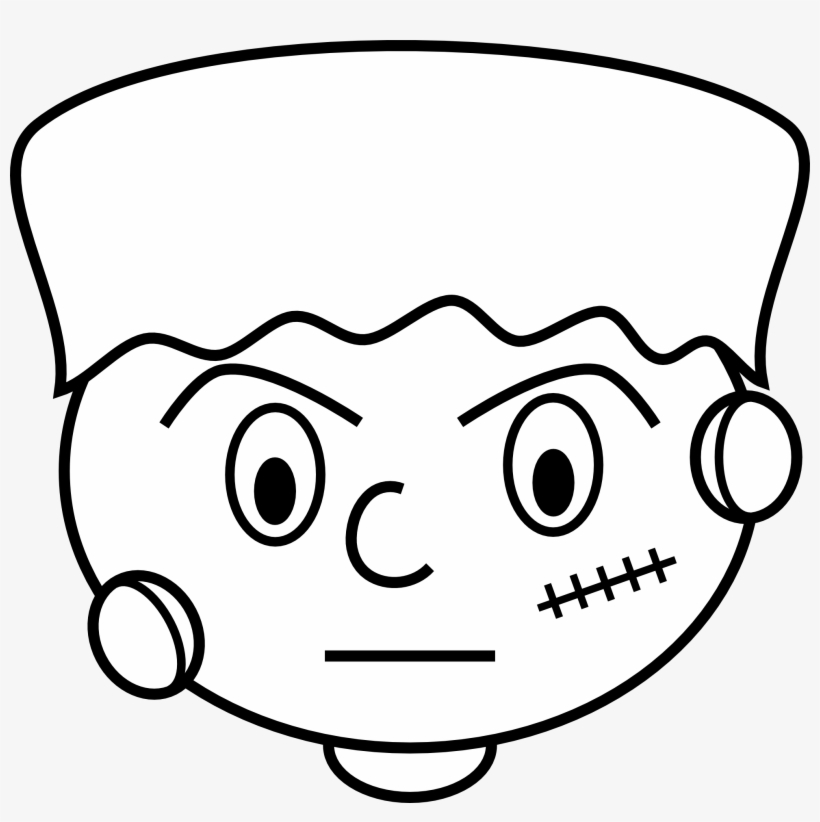 Frankenstein Cartoon Face - Black And White Frankenstein Clip Art, transparent png #481727