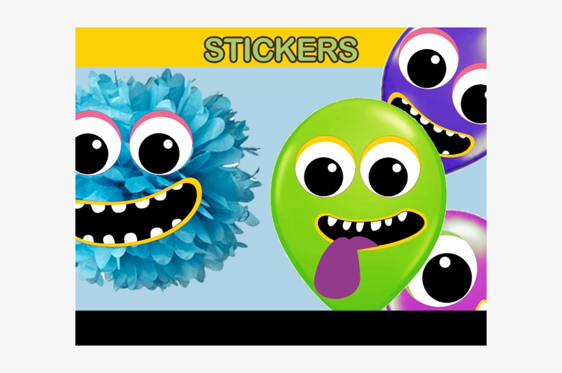 Monster Balloon Sticker And Deco - Monster Face Balloon Stickers, transparent png #481776