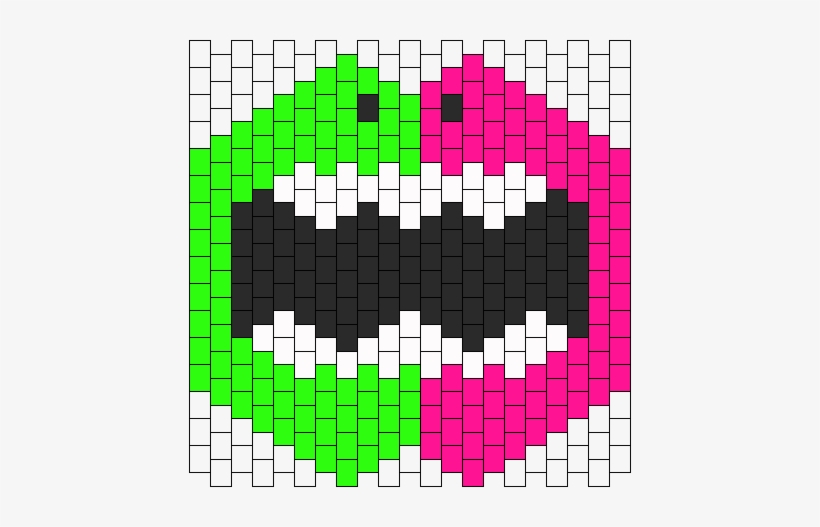 Green And Pink Monster Face Mask Bead Pattern - Rainbow Paw Kandi Mask, transparent png #482076