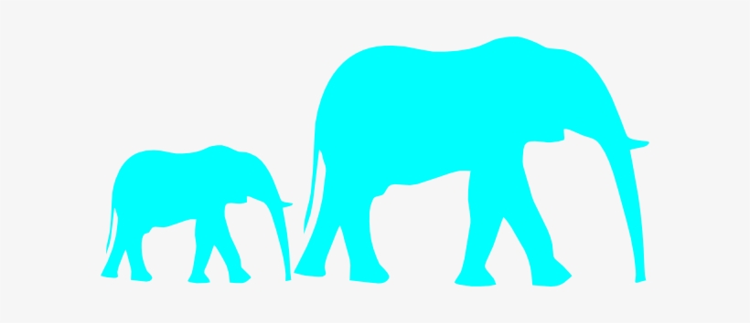Mom And Baby Elephant Blue Clip Art - Elephant Clip Art, transparent png #482151