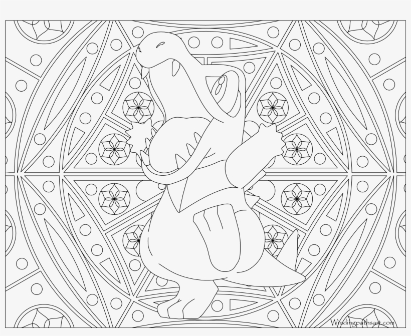 #158 Totodile Pokemon Coloring Page - Pokemon Mewtwo Adult Coloring Pages, transparent png #484364