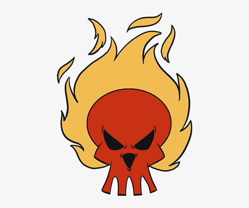 How To Draw Flaming Skull - Drawing, transparent png #484365