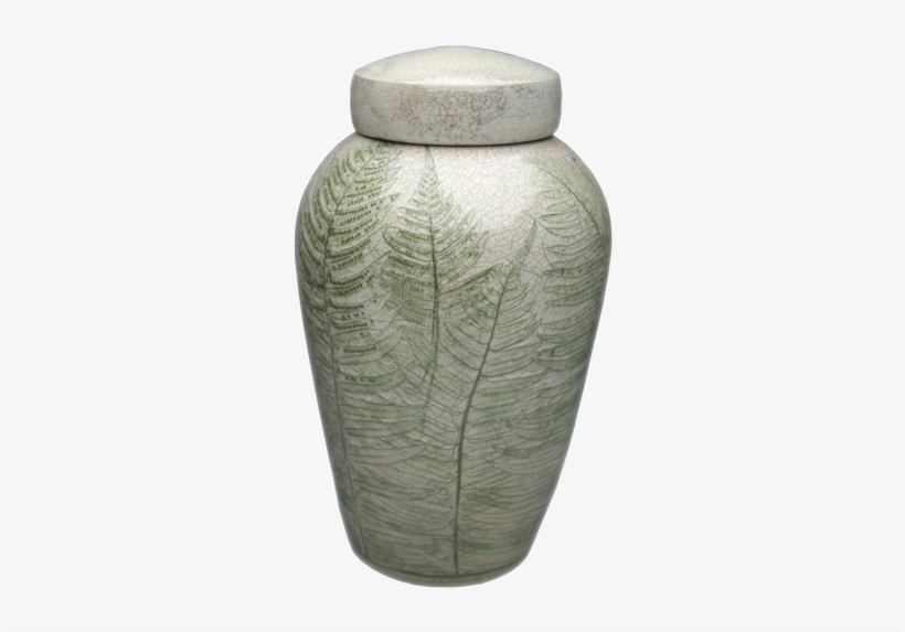 Raku Urn With Fern Impressions And Crackle Glaze - Handmade Pottery Cremation Urns, transparent png #484827