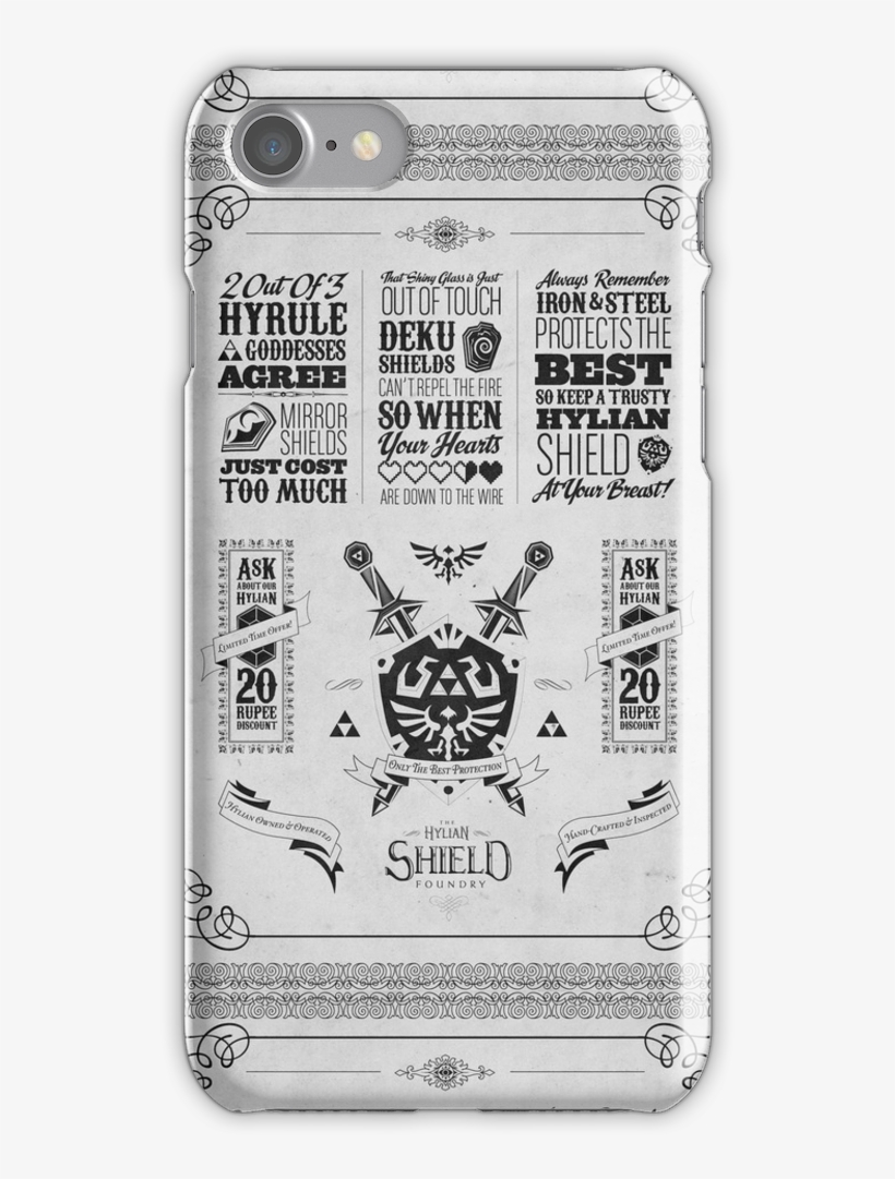Legend Of Zelda Hylian Shield Geek Line Artly Iphone - Legend Of Zelda - The Hylian Shield Foundry Wall Clock, transparent png #485536
