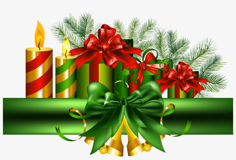 Christmas Green Decoration With Golden Bells Png Clipart - Christmas Bell Png File, transparent png #485842