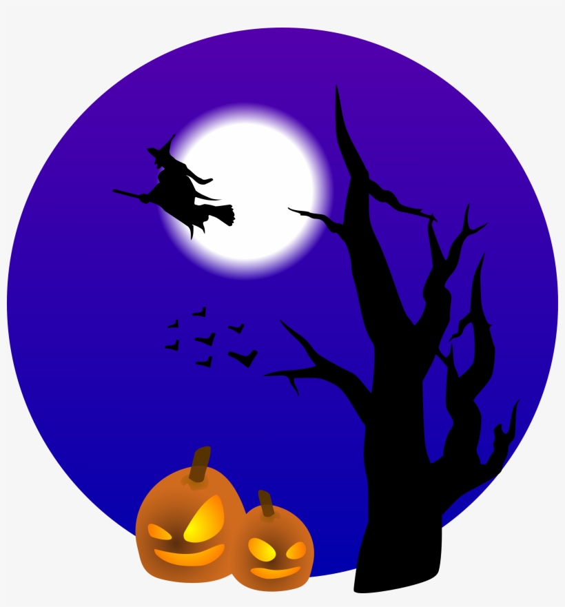 Flying Witch And Pumpkins - Halloween Clipart, transparent png #486142