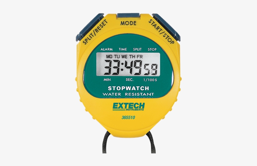 Extech 365510 - Stopwatch/clock - Extech 365510 Digital Stopwatch,water Resistant, transparent png #486463