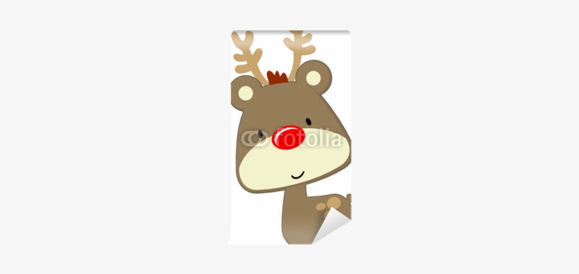 Baby Deer With Red Nose Rudolph Wall Mural - Deer, transparent png #487821