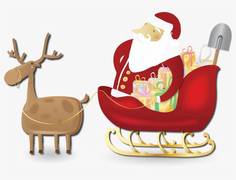 Claus Reindeer Sled Clip Art Transprent Png - Santa Couriage, transparent png #488307
