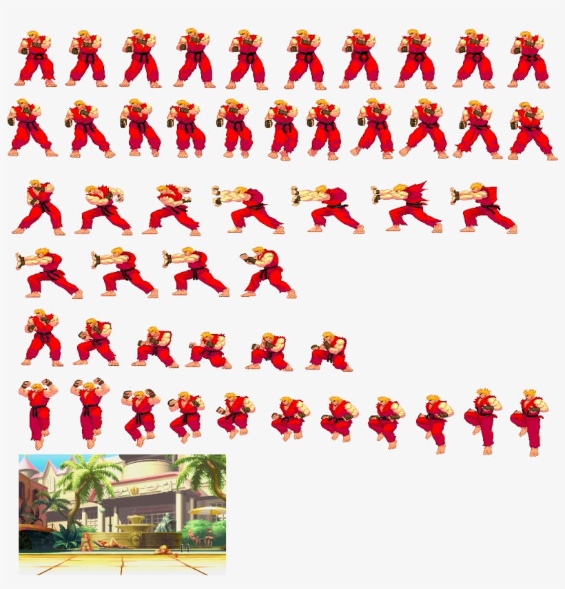 Ken Sprite Sheet Png 1024 X 1024 Anmte Pinterest Pose - Street Fighter 3 Ken Sprites, transparent png #488622