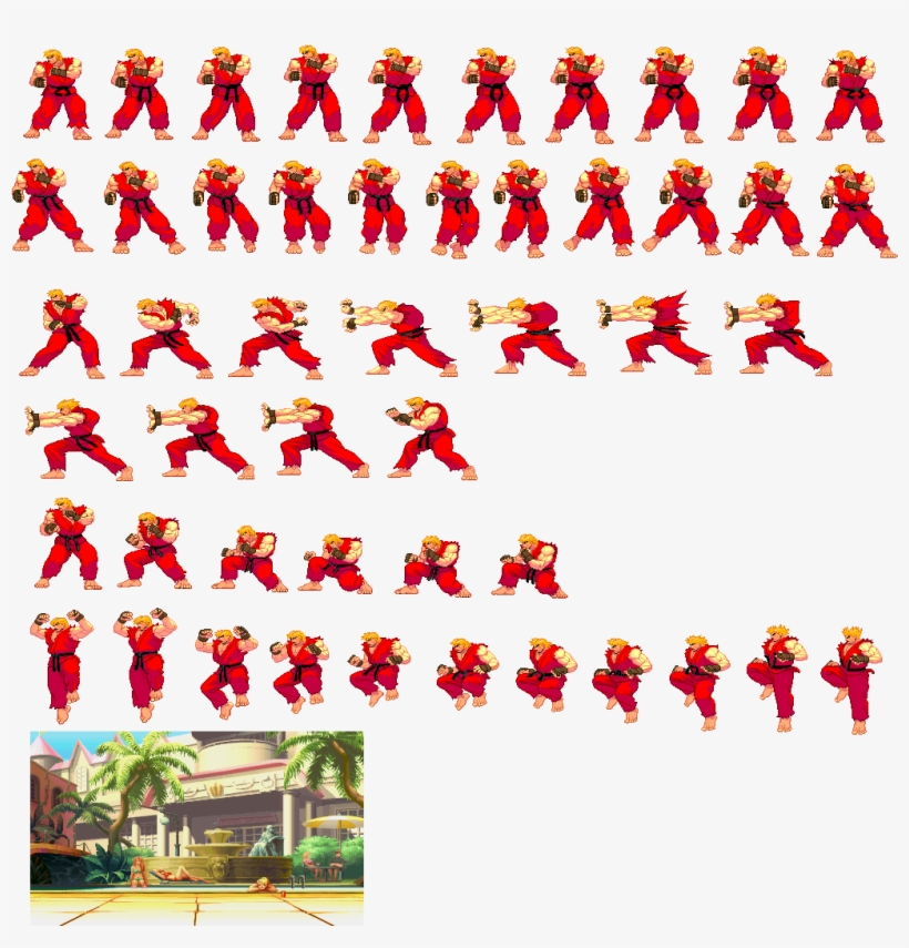 Ken Sprite Sheet Png 1024 X 1024 Anmte Pinterest Pose - Street Fighter ...