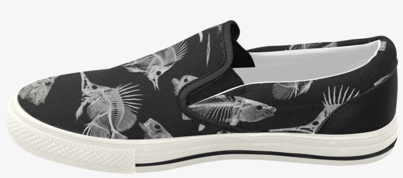 Skeleton Fish Women's Slip-on Canvas Shoes - Casecoco Black Stats Canvas Women's Slip On Shoes Sneaker, transparent png #489981