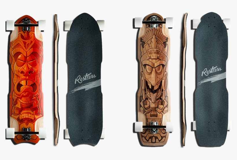 Vector Skateboard Cool Design Svg Royalty Free Library - Tiki Longboard, transparent png #4800140