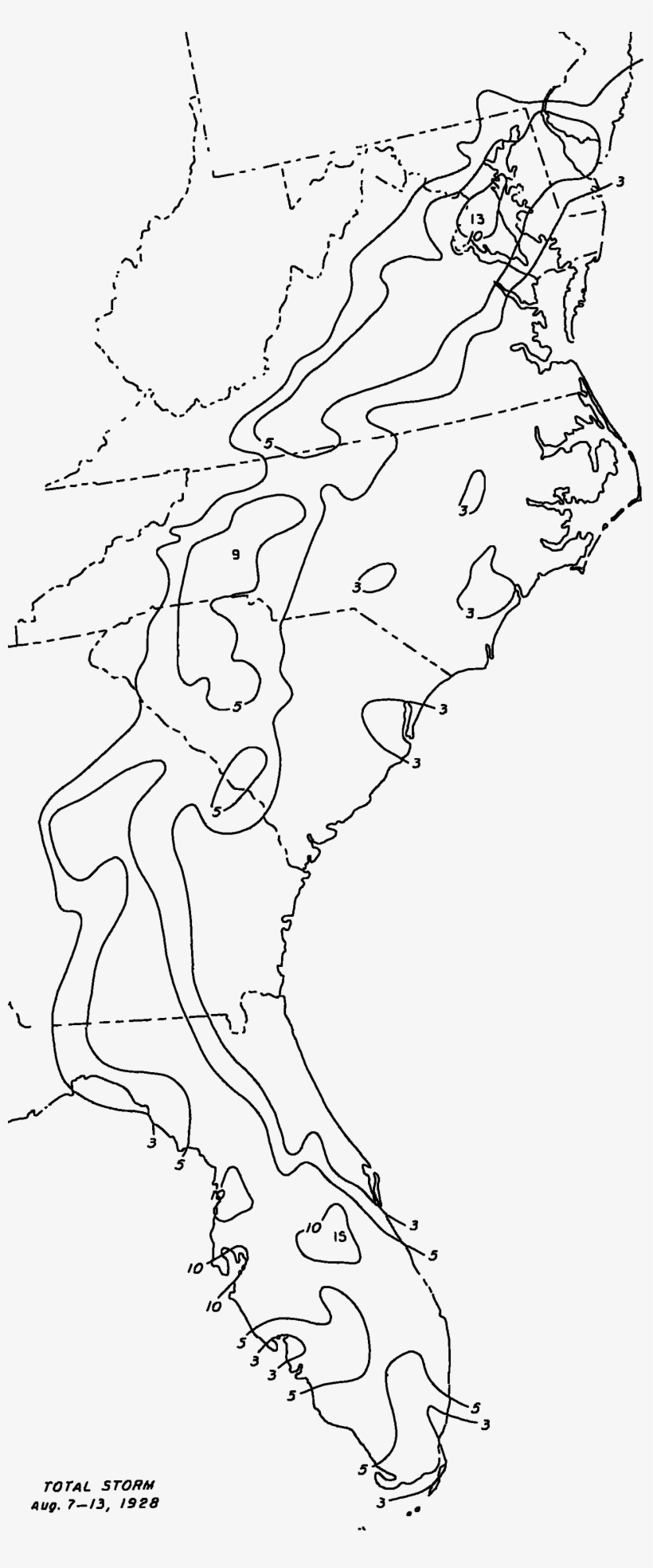 1928 Fort Pierce Hurricane Rainfall Totals - Map, transparent png #4802591