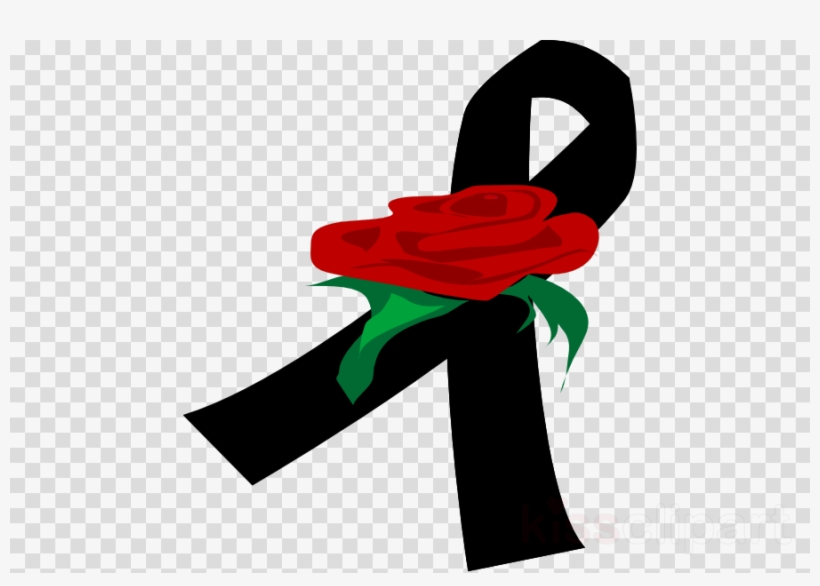 Death Ribbon With Rose Clipart Black Ribbon Awareness - Death Ribbon, transparent png #4803307