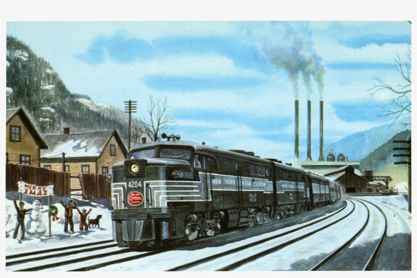 Nyc New York Central Rr Train Post Card From A Painting - Train, transparent png #4803917