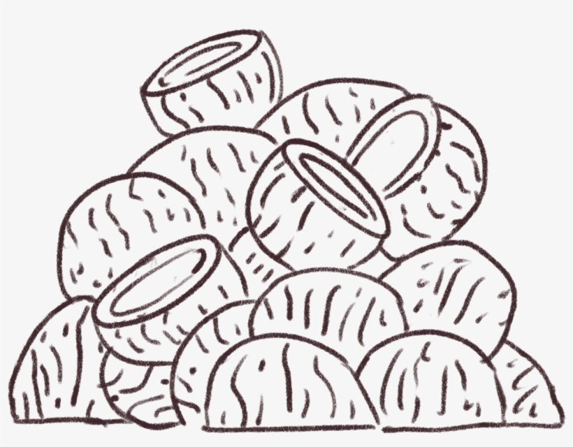 Coconut Bowls - Line Art, transparent png #4804932