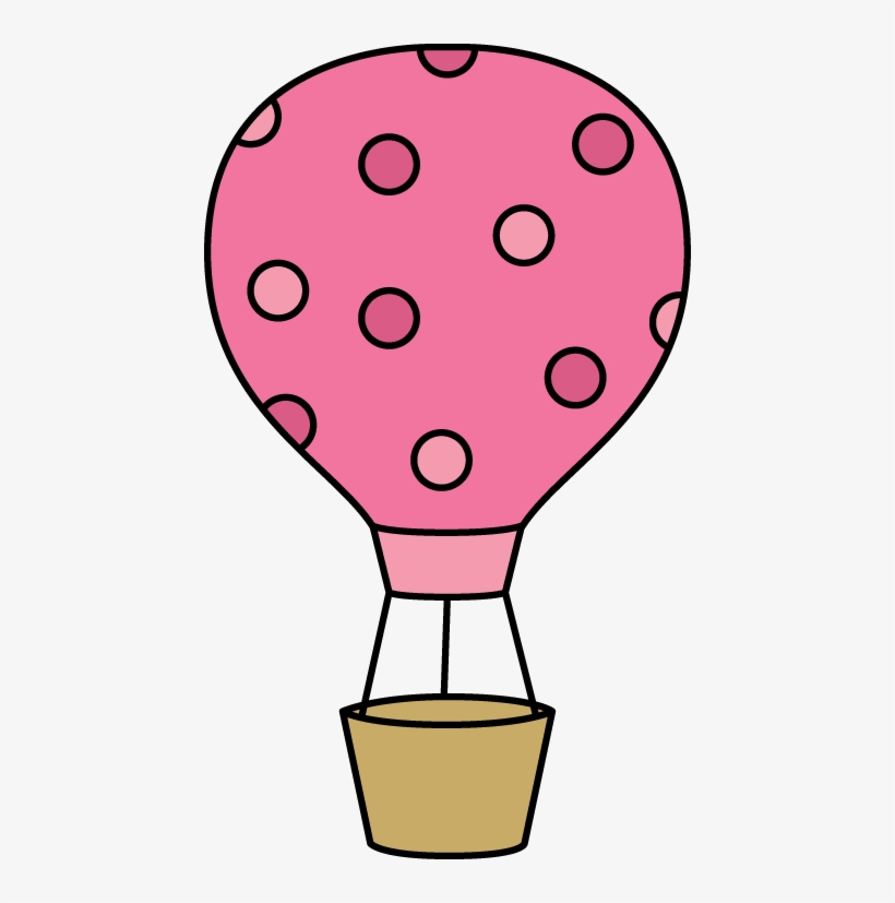 Pink Polka Dot Hot Air Balloon - Blue Hot Air Balloon Clip Art, transparent png #4808224