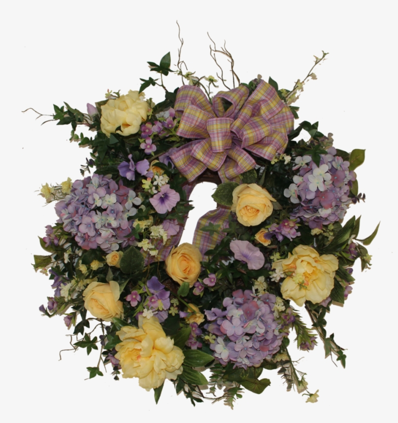 Lavender And Yellow Spring Wreath/eng55 - Bouquet, transparent png #4814006
