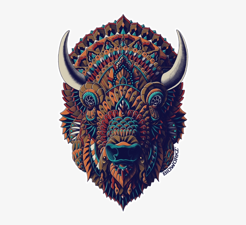 Bison Sticker - Bison Tribal Tattoo, transparent png #4821390