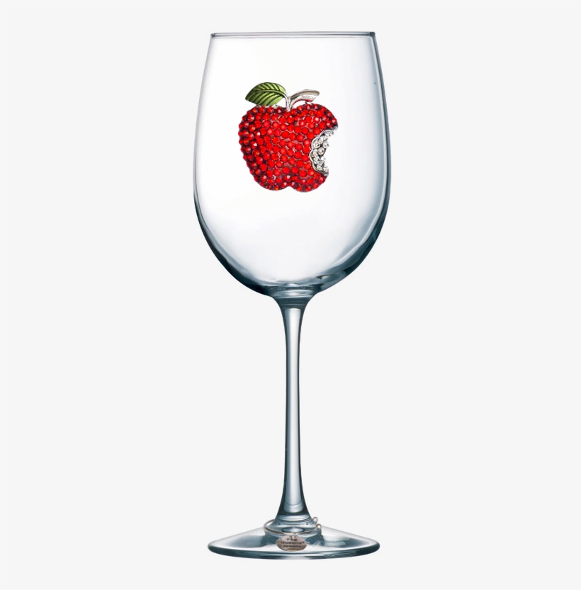 Apple Jeweled Stemmed Wine Glass - Mom Wine Glass Quotes, transparent png #4823140