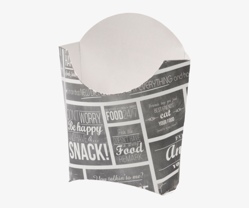 Container, Cardboard And Coating, French Fries Container, - Bak, Karton En Coating, Snackbak, 94x41x135mm, Wit/grijs, transparent png #4823899