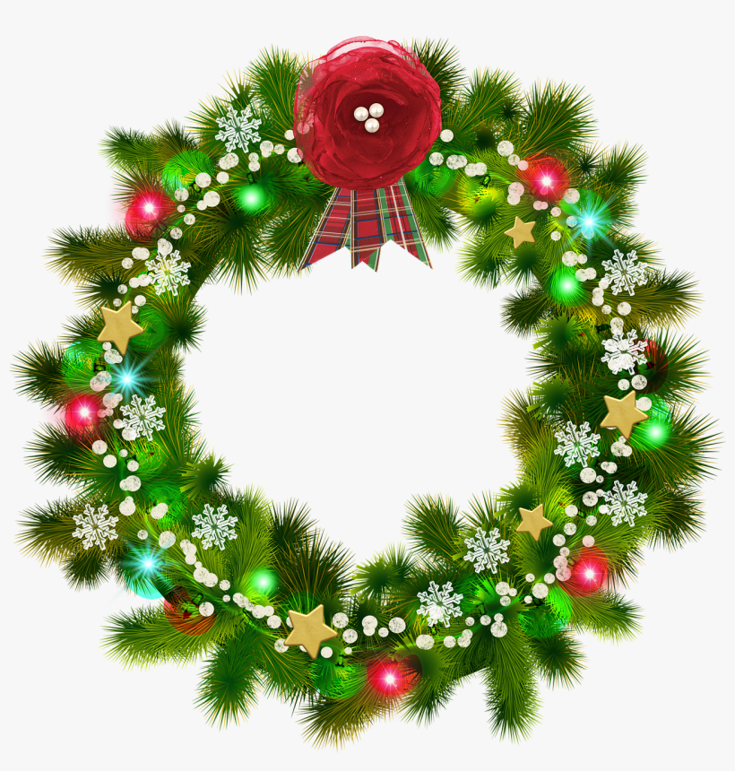 Christmas Wreath, Red Flower, Christmas Snow - Christmas Wreath, transparent png #4824277