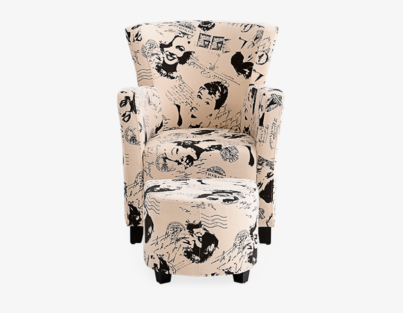 Image For Armchair And Ottoman With Prints Of Marilyn - Tuffet, transparent png #4827514