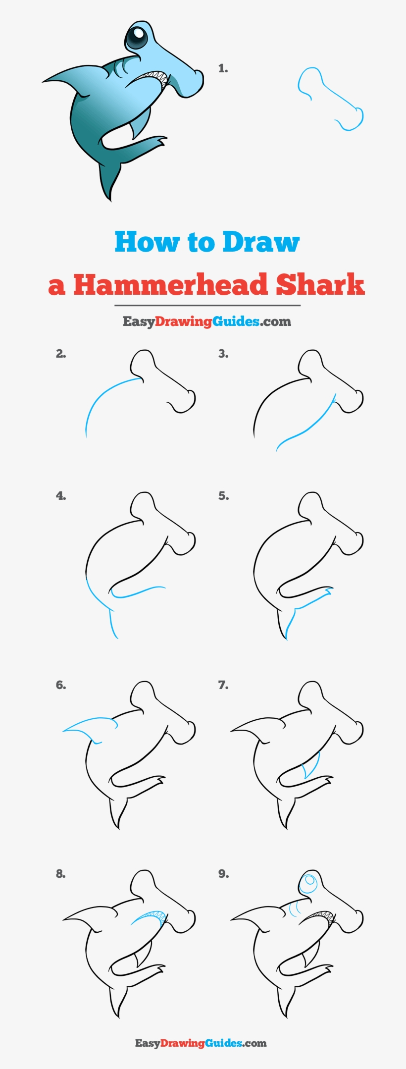 How To Draw Hammerhead Shark - Drawing, transparent png #4827704